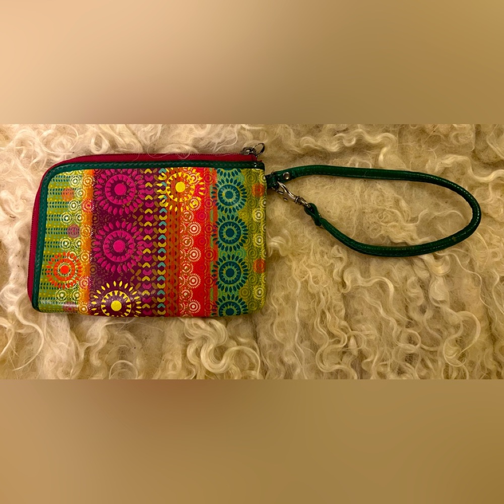 Colorful Faux Leather Wristlet